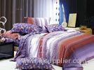 Customized Purple Stripe Cotton Bed Set Eco-friendly Dyeing for Home