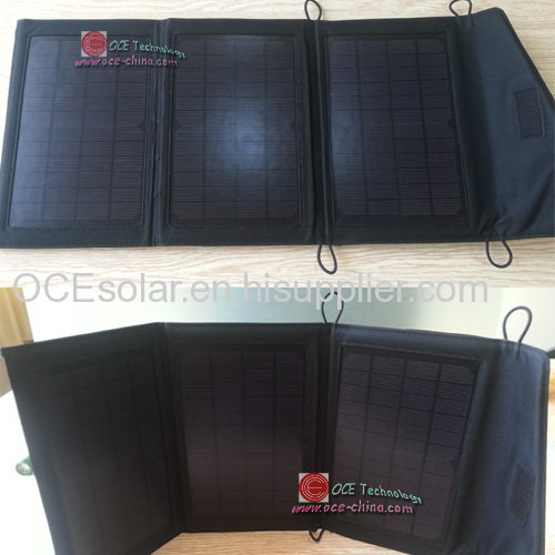 Portable Foldable 10 watt Solar Charger Pack Bag for Mobile Phone/Tablet + Mini LED Flashlight