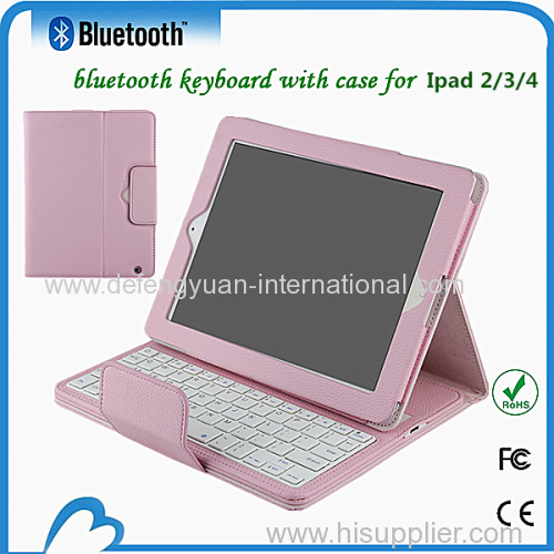 Bluetooth wireless pull-up detachable leather keyboard case for Ipad 234