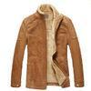 Khaki Adult Fur Lined Leather Jacket With Metal Zipper S / M / L / XL / XXL