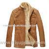 Khaki Adult Fur Lined Leather Jacket With Metal Zipper S / M / L / XL / XXL