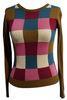 colorful checked womens knit sweaters in wool blended for spring wear