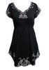 Black Embroidery dress Casual Ladies Clothing V Neck Short Dresses