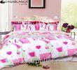 Pink Flat Sheet Sateen Bedding Sets , Cosmetics Pattern Green Printed