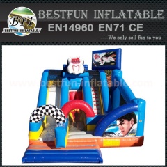 Racing car inflatable obstacle courses for amusement