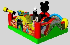 Children play Inflatable Mickey Obstacle course