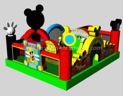 Children play Inflatable Mickey Obstacle course