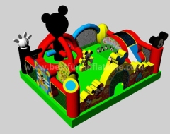 Children play Inflatable Mickey Obstacle course