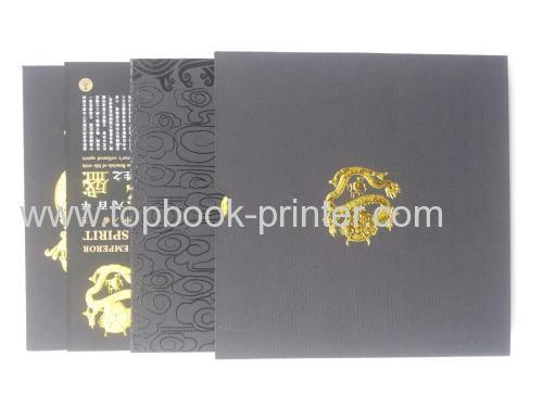 Section sewn binding golden dragon foil stamping hardbound or casebound book with slipcase