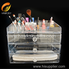 2015 New Design Hot Sale 4 layers clear acrylic cosmetic box factory