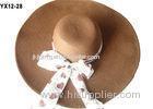 White Brown Packable Sun Hat , Paper String Crochet Sun Hat For Leisure Decoration