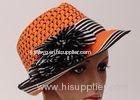 Female Orange Packable Sun Hat / Leisure Hats With 5cm Short Brim For Party Leisure