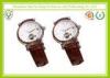 Novelty Specialized Leather / Alloy Automatic Mechanical Watch With Tempered Glass Dial