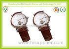 Novelty Specialized Leather / Alloy Automatic Mechanical Watch With Tempered Glass Dial