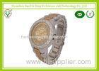 Commercial Men Business Casual Watches With Debossed Logo / Diamond Alloy Case
