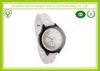 Logo Embossed Silicone Strap Quartz Movt Watches With White Interchangeable Band