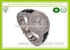 Water Resistant Silver / Black Band Unisex Wrist Watch With Alloy Case / Logo Printed