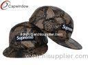 Snakeskin Leather Supreme 5 Panel Camper Cap Custom Made Baseball Caps With Plastic Strap