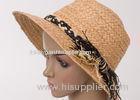 57cm Natural Short Brim Ladies Sun Hats / Raffia Braid Sewing Hat For Decoration