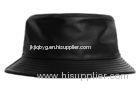 Promotional Black Leather Bucket Hats Custom Logo Mens Flat top Cap