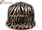 Gold Zebra 5 Panel Flat Brim Baseball Hats With Gold Matel Logo