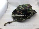 Embroidered Camo Cotton Bucket Hat with Rope Suspender Buckles for Hunting