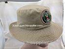 Khaki Washed Cotton Bucket Hat Embroidered Army Logo Fishing Cap