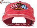 Red Race Series Flags Embroidered Washed Racing Baseball Caps