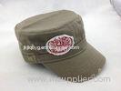 Classic Washed Green Cotton Military Cap Applique Embroidery For Women