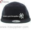 Polyester Navy 5 Panel Camper Cap Self Fabric Strap With Metal Buckle