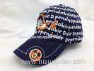 Washed Blue Denim youth Baseball Cap 6 Panel with Printed Embroidery