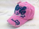 3D Embroidered Pink Baby Baseball Cap Washed Girls Hat With Brass buckle