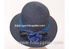 Natural 8cm Brim Spring Straw Braid Womens Sun Hats With Navy Band For Party