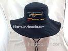 Large Brim Navy Blue Heavy Brushed Cotton Bucket Hats with Embroidery