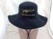Large Brim Navy Blue Heavy Brushed Cotton Bucket Hats with Embroidery