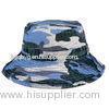 Fishing Hunting Camouflage Blue Cotton Bucket Cap Flat Top for Men