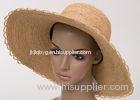 12cm Big Brim Crochet Raffia Sun Hats , Flower Natural Color Raffia Braid Hat For Fashion