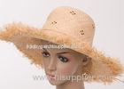 Natural 3cm Short Brim Weaving Raffia Sun Hats / 58cm Crown Ladies Sun Hats