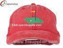 Red Golf Flag on the Green Embroidered Washed Golf Baseball Hats