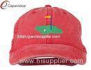 Red Golf Flag on the Green Embroidered Washed Golf Baseball Hats
