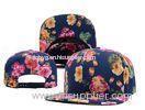 Flowers Printing Flat Brimmed Baseball Caps , Six Panel Baseball Cap