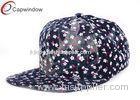 Womens Cotton Floral Flat Brim Baseball Hats With Washed Denim Fabric