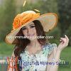 wide brim Womens Straw Hat With Big Yellow Sinamay Flowers Fascinator