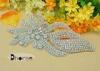 Silver Base Clear Stone Custom Rhinestone Beaded Applique For Dresses