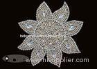 Work Designs Rhinestone Flower Applique For Dresses , Customized