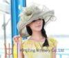Comfortable Women Wide Brim organza wedding hats with Floral Design