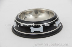 Black Color with Bone Shape stainless steel dog bowl