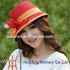 Stripe Ribbon ladies straw hat For Trip / Wedding / Party , red straw cloche hat