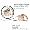 Gold Retractable Bling Dog Auto Leash