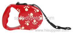 High Quality & Lovely Design Red with paw print Dog Auto Leash